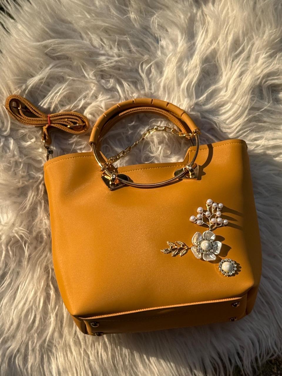 Floral Bronze Handbag