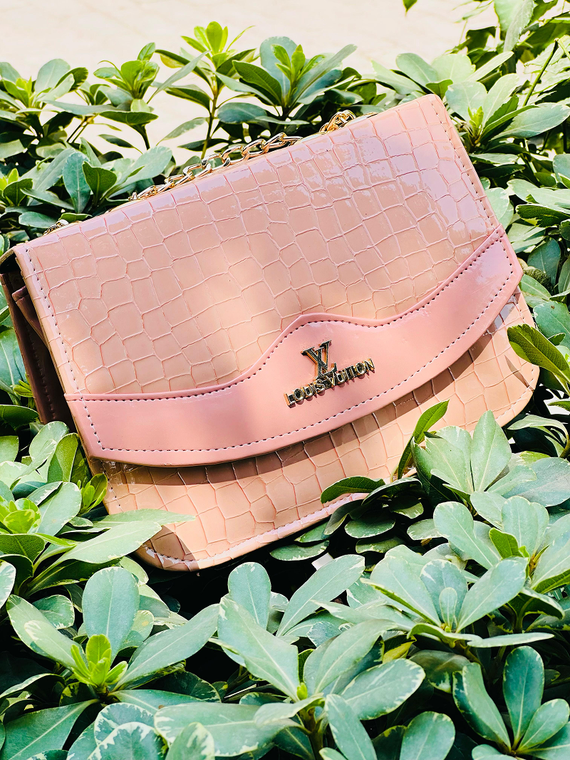 Blush Croc Shoulder Bag