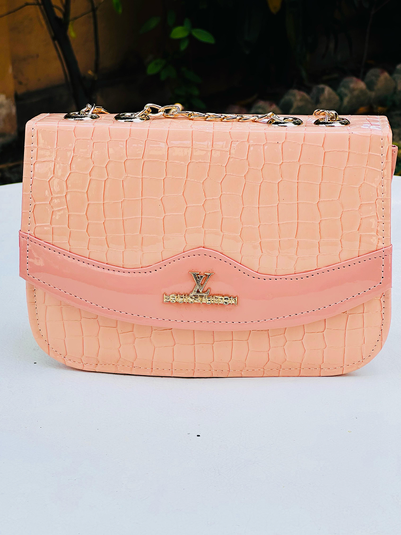 Blush Croc Shoulder Bag