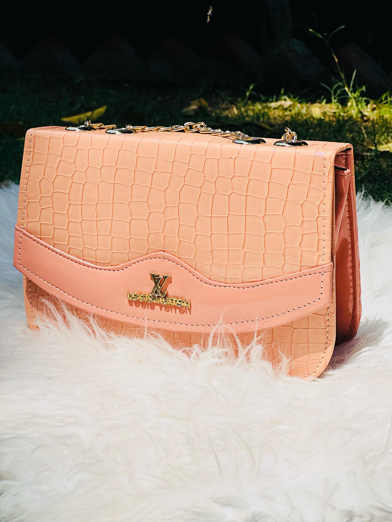 Blush Croc Shoulder Bag