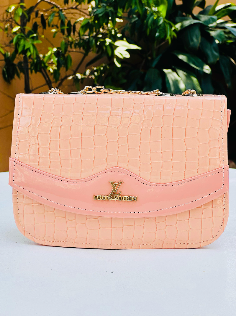 Blush Croc Shoulder Bag
