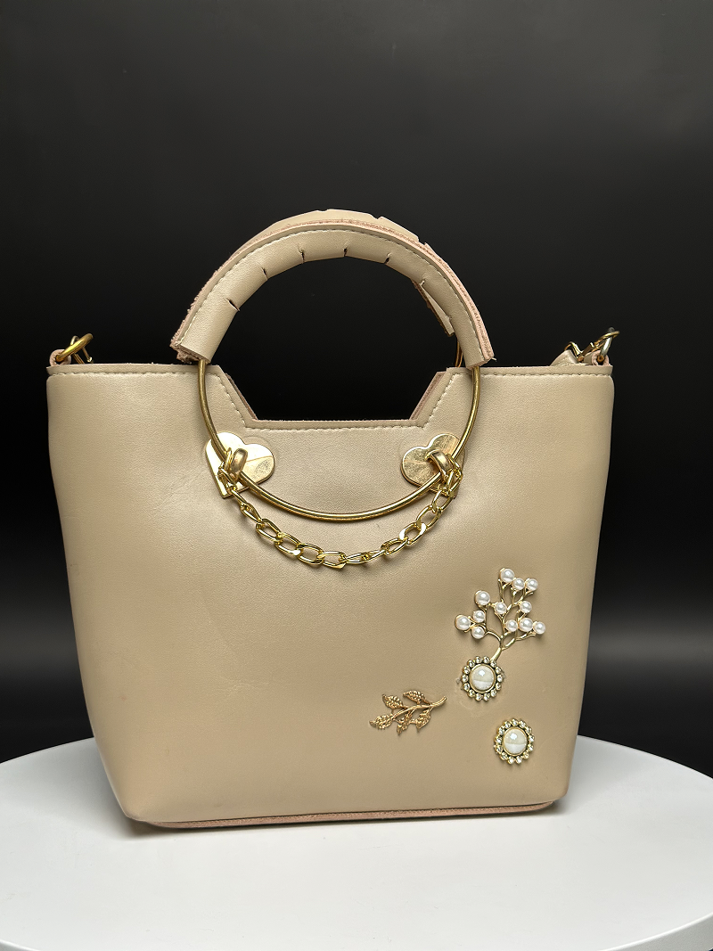 Floral Beige Handbag
