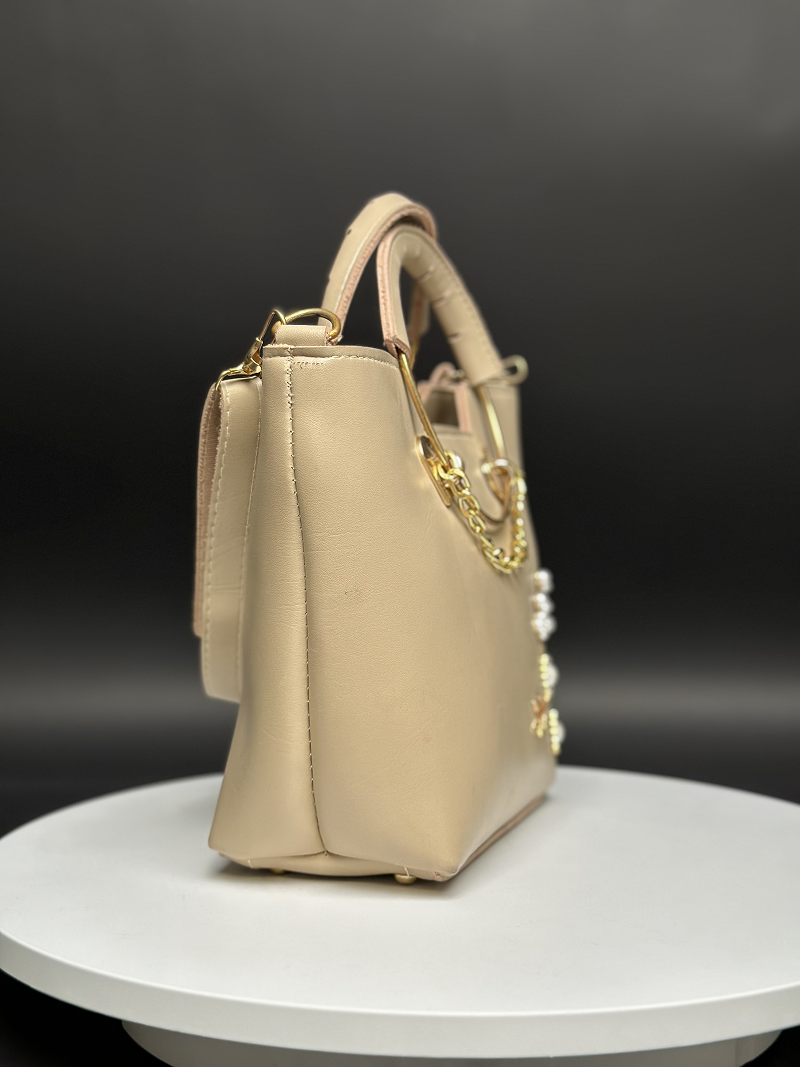 Floral Beige Handbag