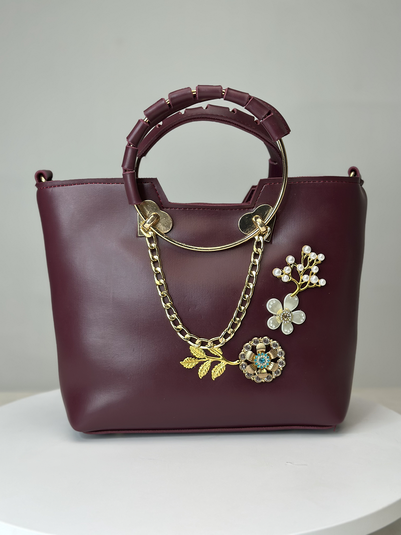Floral Maroon Handbag
