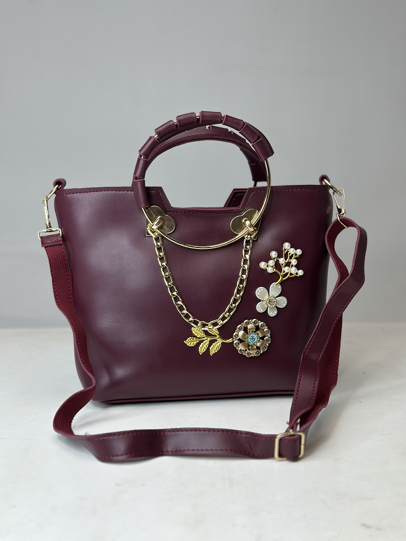Floral Maroon Handbag