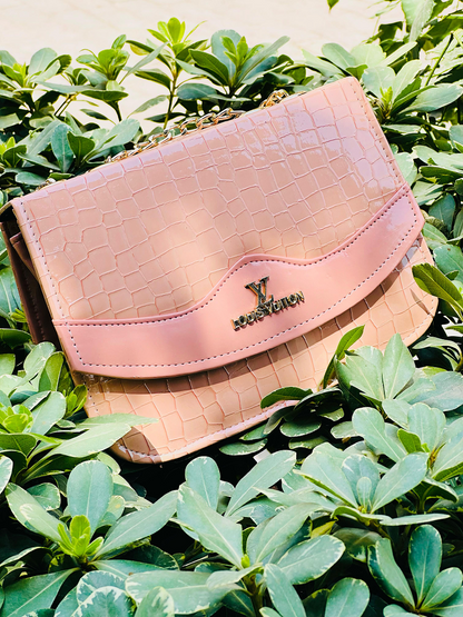 Blush Croc Shoulder Bag