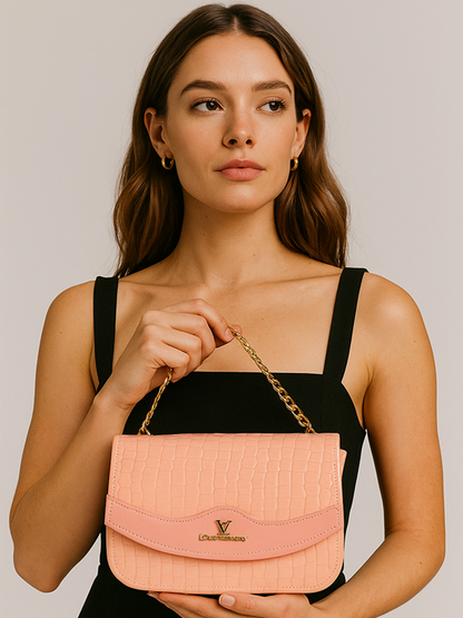 Blush Croc Shoulder Bag