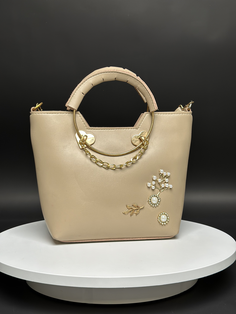 Floral Beige Handbag