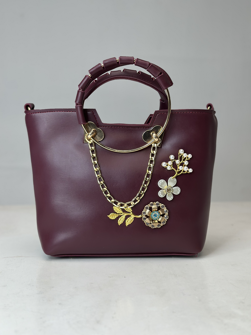 Floral Maroon Handbag